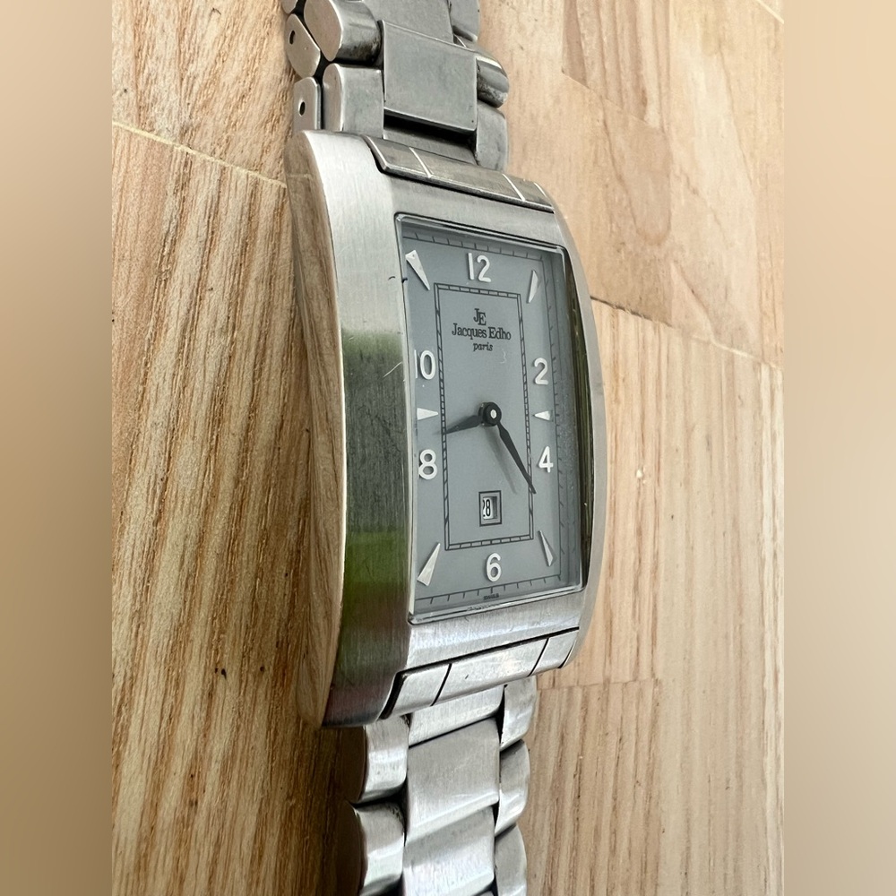 Jacques Edho Paris Silver Tone Rectangular Curvex… - image 3